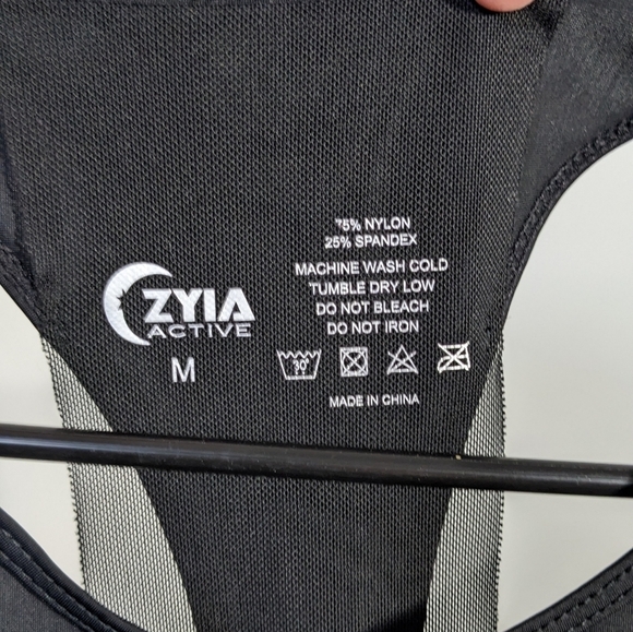 Zyia Black Tank Top Mesh Lining Halter Racerback Laser Cut Raw Hem Size M - Picture 4 of 9